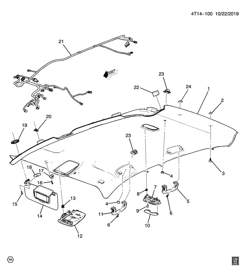 GM 42748945 Panel, Roof Headlining