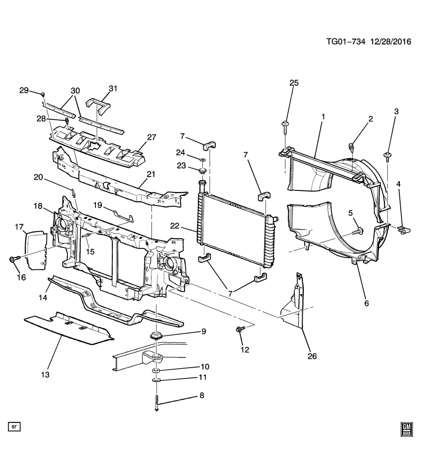 GM 85583912 Support, Radiator