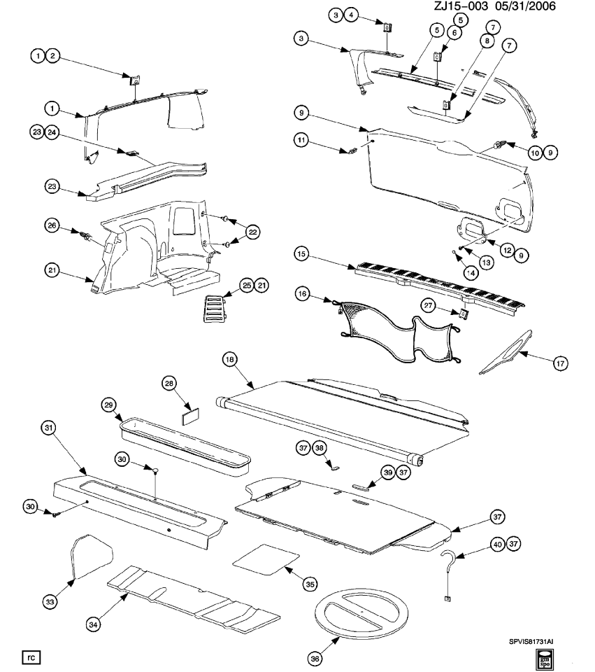 GM 24432684 Bezel, Cargo Compartment And Floor, Rear