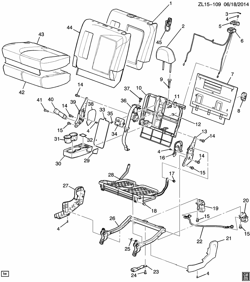 GM 96844684 Cap, Folding Rear Seat