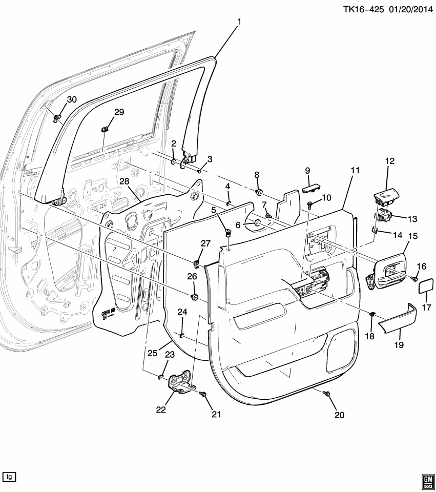 GM 84365045 Trim, Door Trim/Access, Black, Rear
