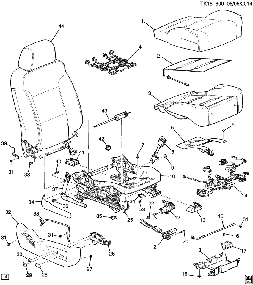 GM 84441160 Harness, Seat Adjuster/Recliner, Front