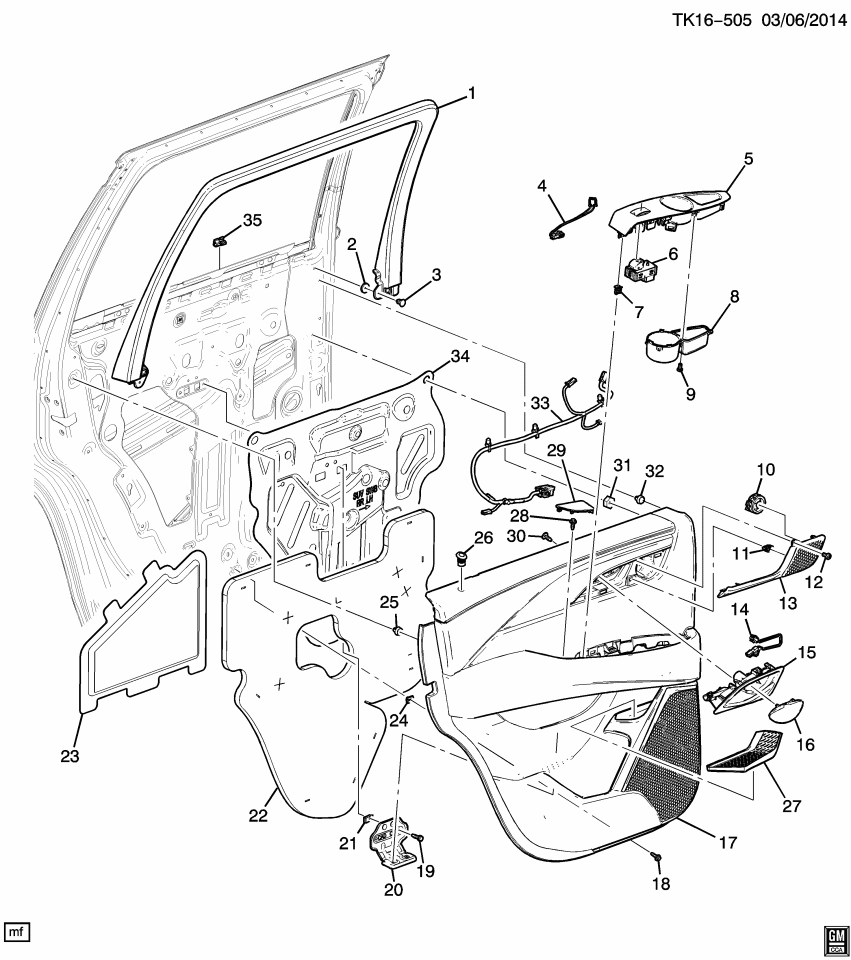 GM 84352016 Trim, Door Trim/Access, Black, Rear