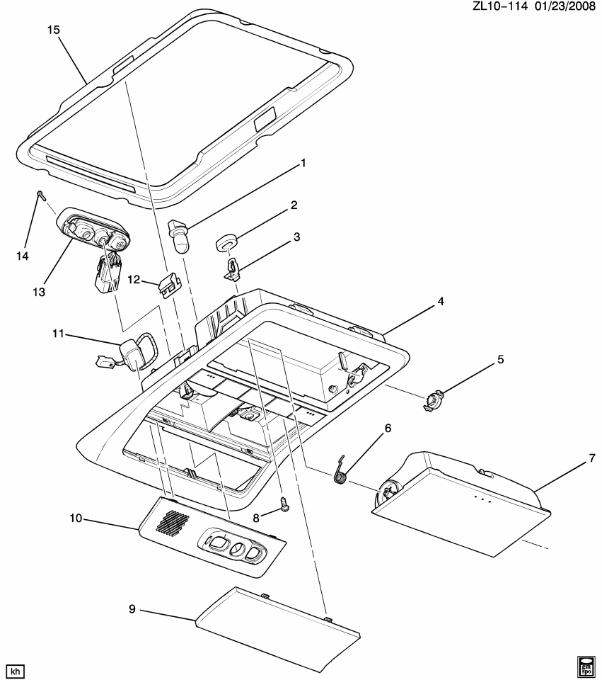 GM 11548197 Bolt, Overhead Console, Center