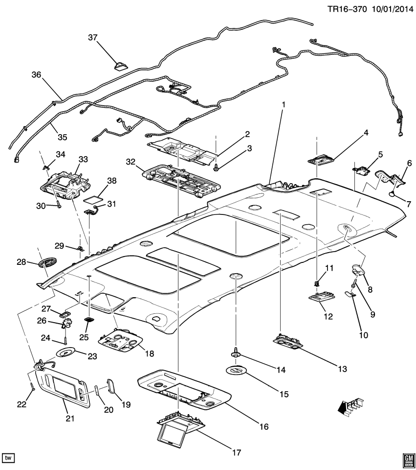 GM 22945083 Panel, Roof Trim(Interior)