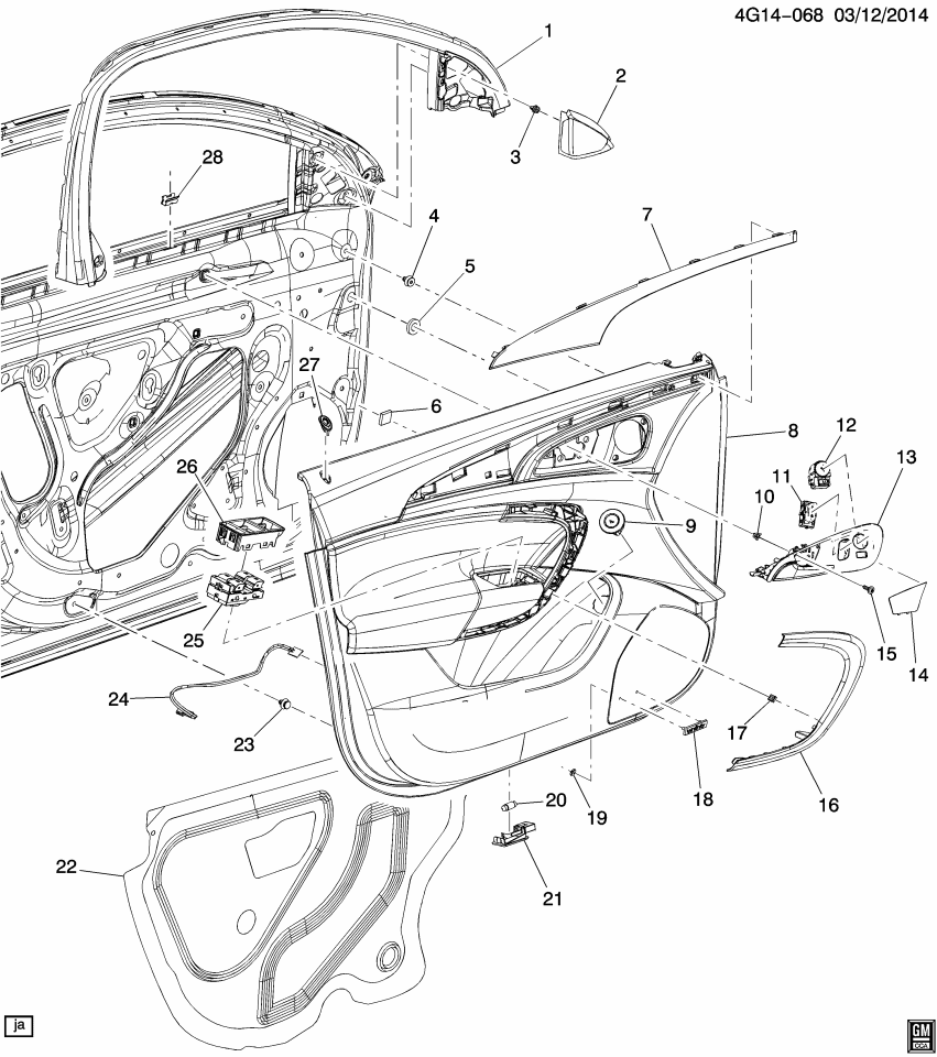 GM 22864279 Trim, Front Door Trim