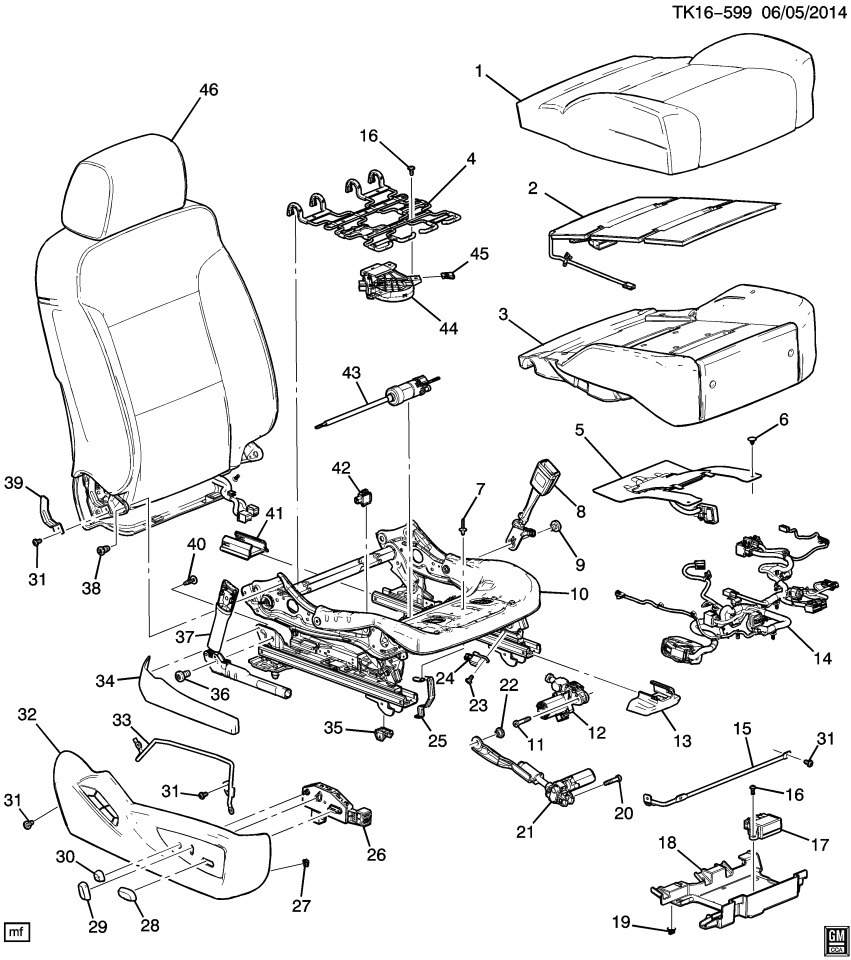 GM 84081309 Harness, Seat Adjuster/Recliner, Front
