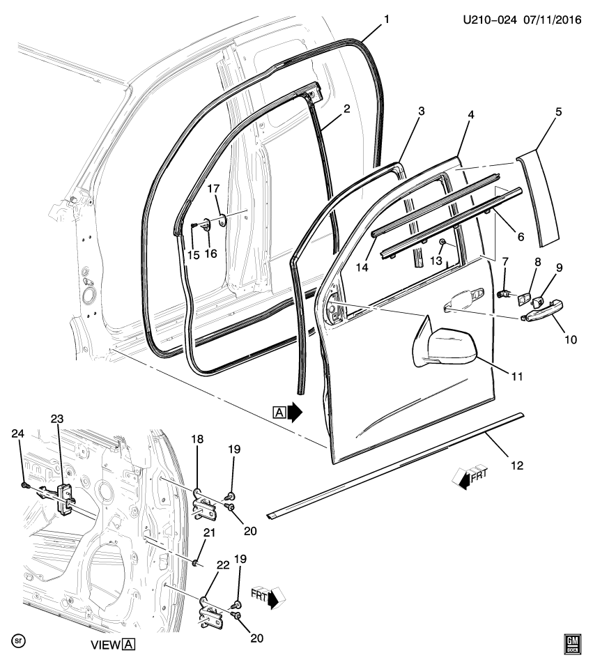 GM 23258108 Sealing Strip, Front Door Window Channel