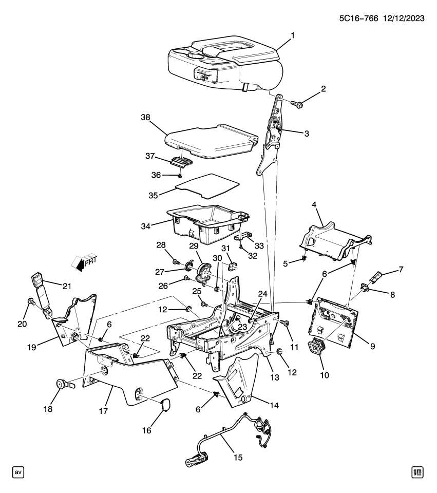 GM 11602515 Bolt, Seat Belt, Front Center