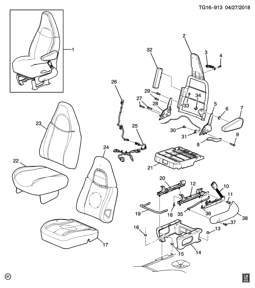 GM 19127372 Cable, Seat Adjuster/Recliner, Passenger Side