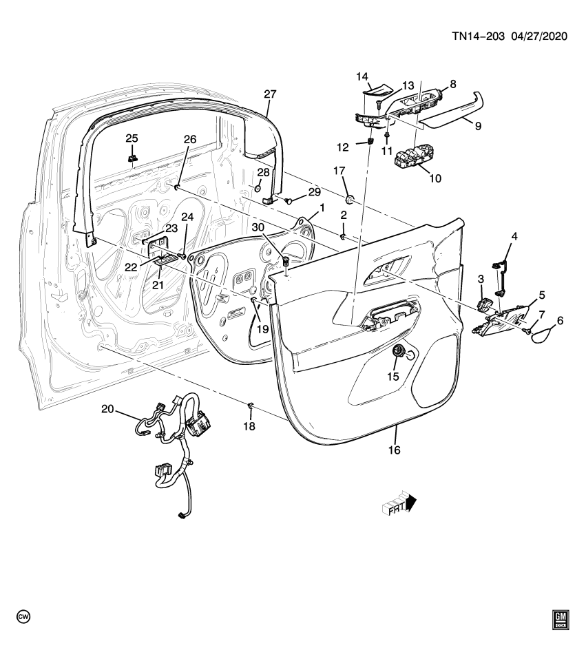 GM 84668195 Trim, Front Door Trim, Passenger Side