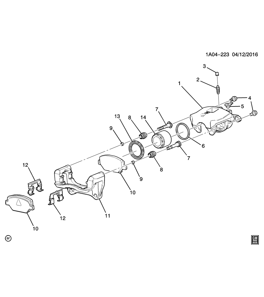 GM 13588875 Pin Kit, Wheel Brake Cylinder/Caliper, Front