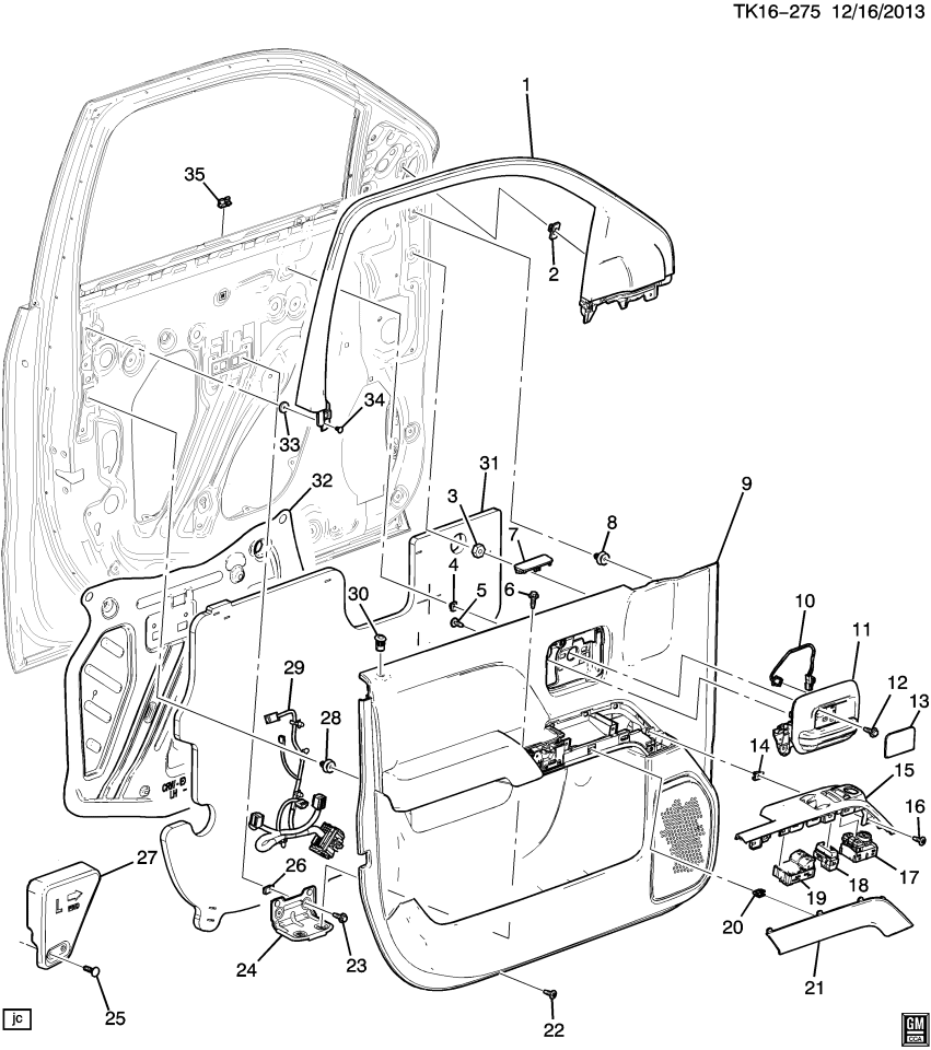 GM 84354394 Trim, Door Trim/Access, Front