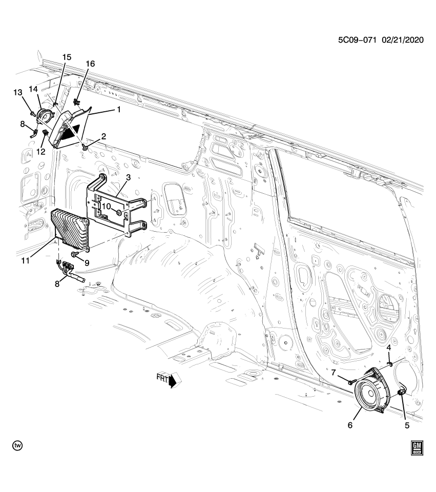 GM 11602876 Bolt, Head Up Display & Rear View Camera
