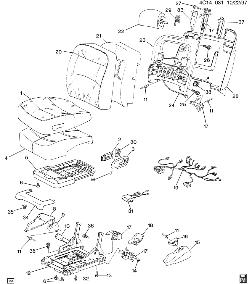 GM 12531276 Pad, Front Seat Back