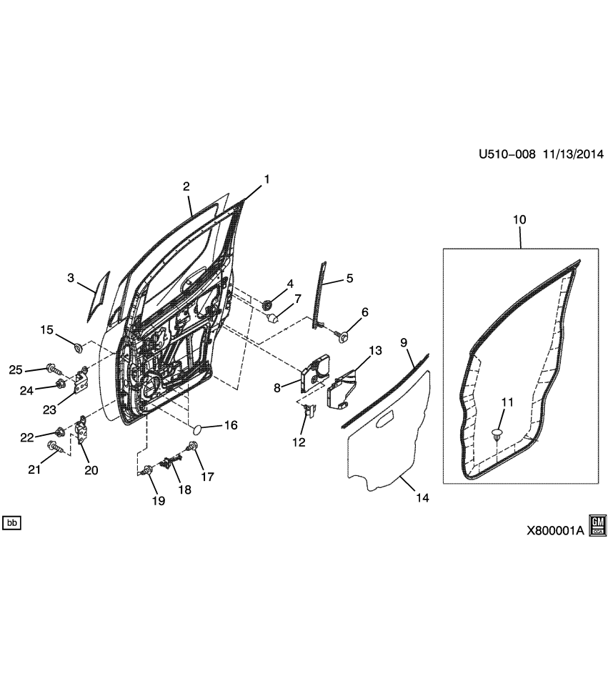 GM 19317550 Bolt, Front Door Upper Hinge