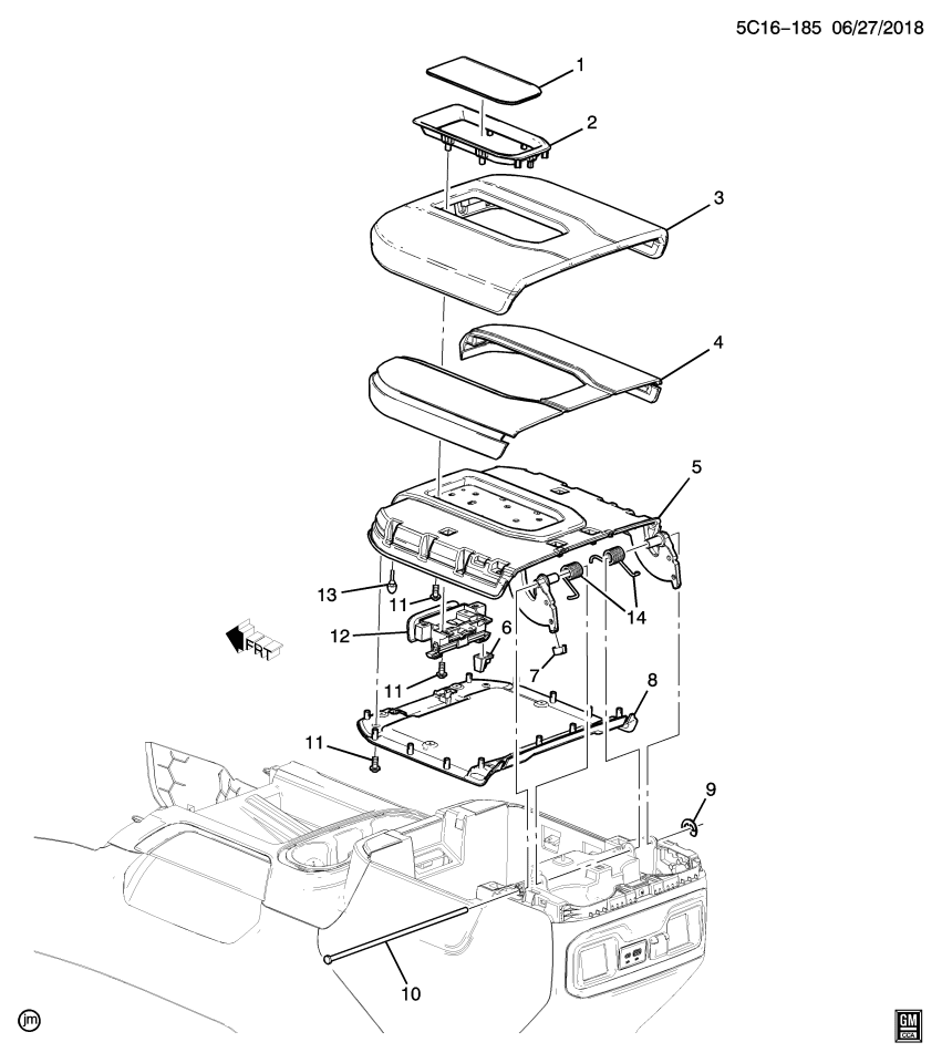 GM 84929461 Armrest, Seat Separator Console, Jet Black, Front