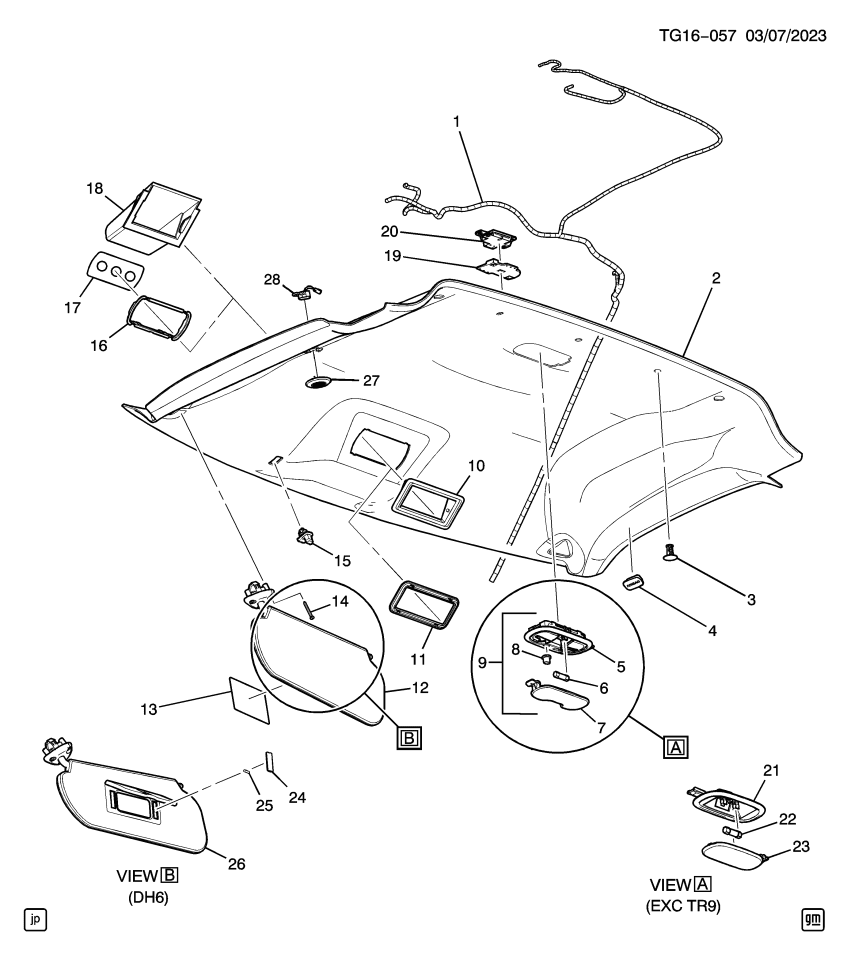 GM 19433656 Panel, Roof Trim(Interior)