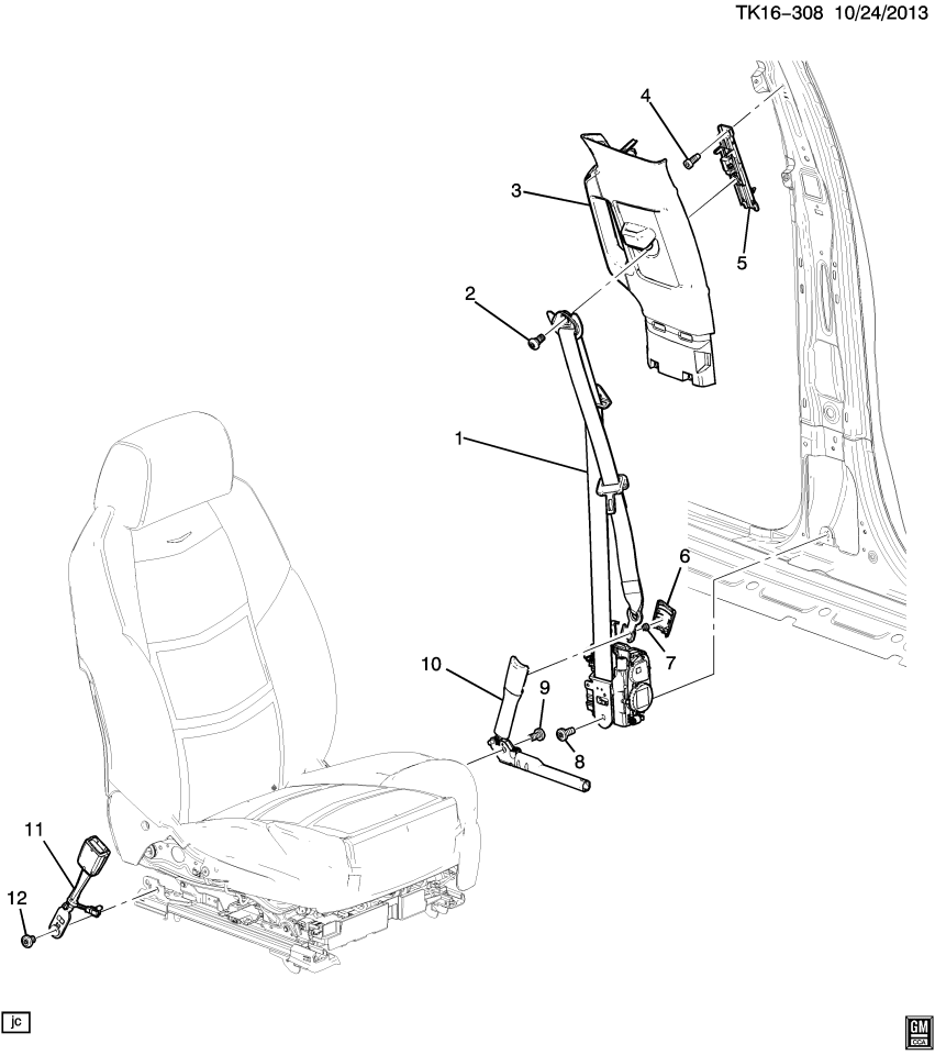 GM 84461041 Retractor, Seat Belt, Black, Front