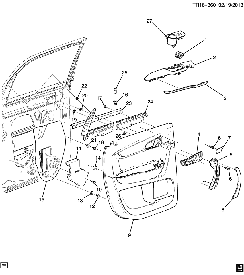 GM 23273337 Trim, Door Trim/Access, Rear