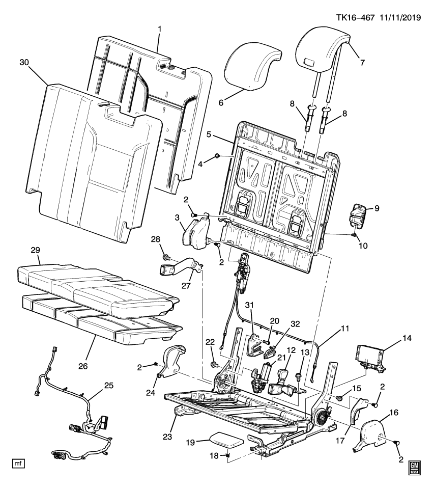 GM 23465442 Support, Seat Cushion, Rear