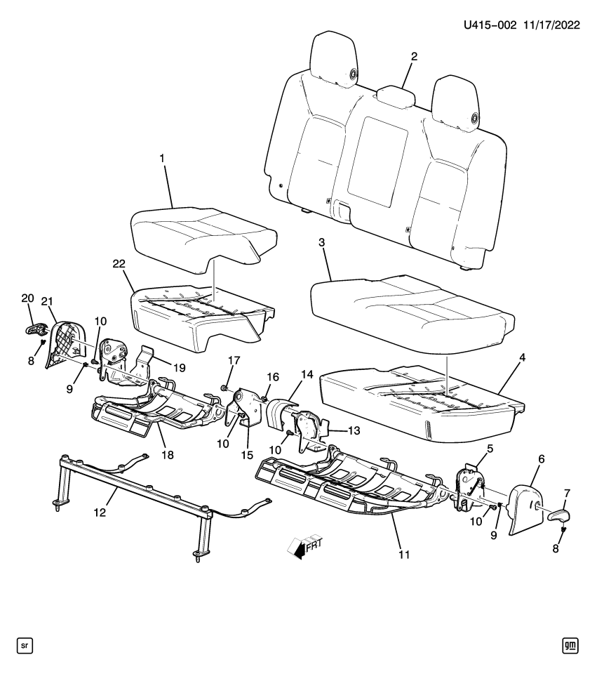 GM 11569749 Bolt, Folding Rear Seat