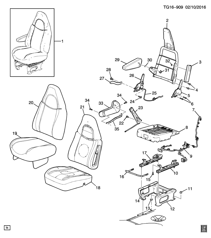 GM 19355164 Cover, Front Bucket Seats, Driver Side