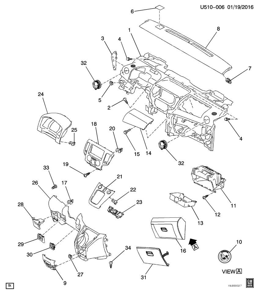 GM 19316140 Bolt, Instrument Panel, Outer
