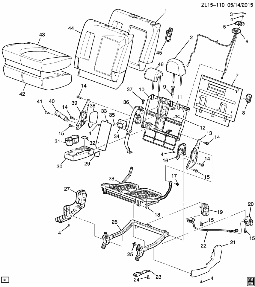 GM 22791368 Pad, Rear Seat Back