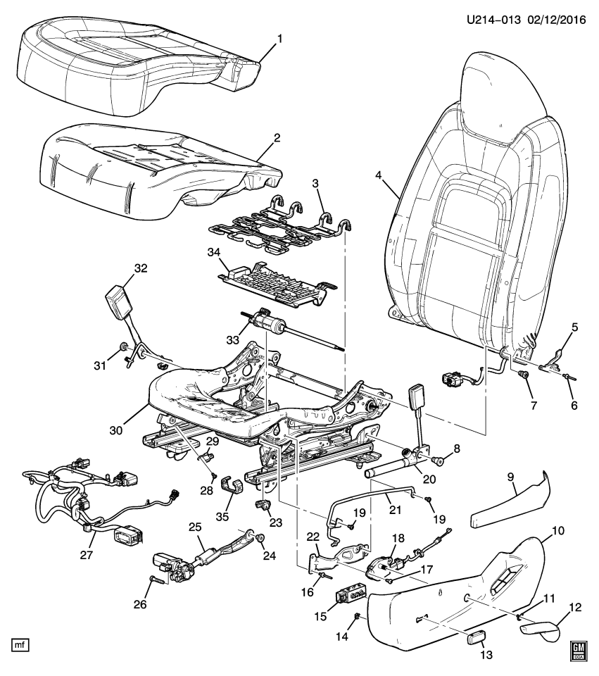 GM 23479123 Cover, Front Seat Cushion, Black, Outer Driver Side