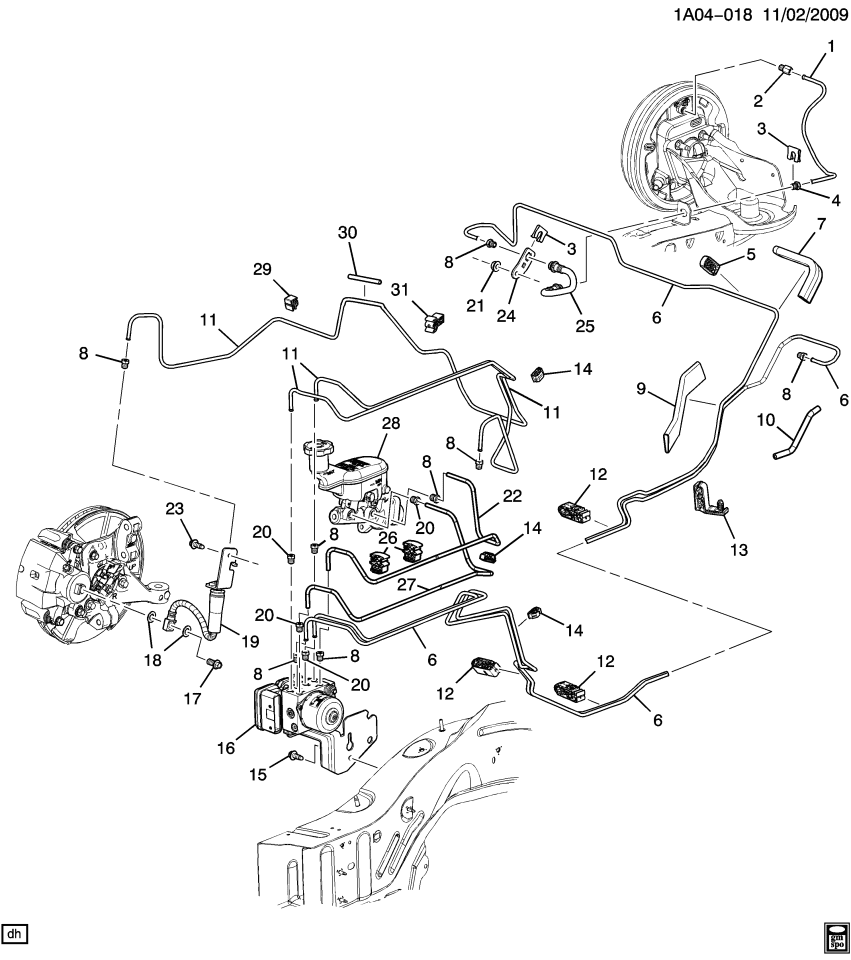 GM 15801139 Retainer, Hydraulic Brake Pipe, Front