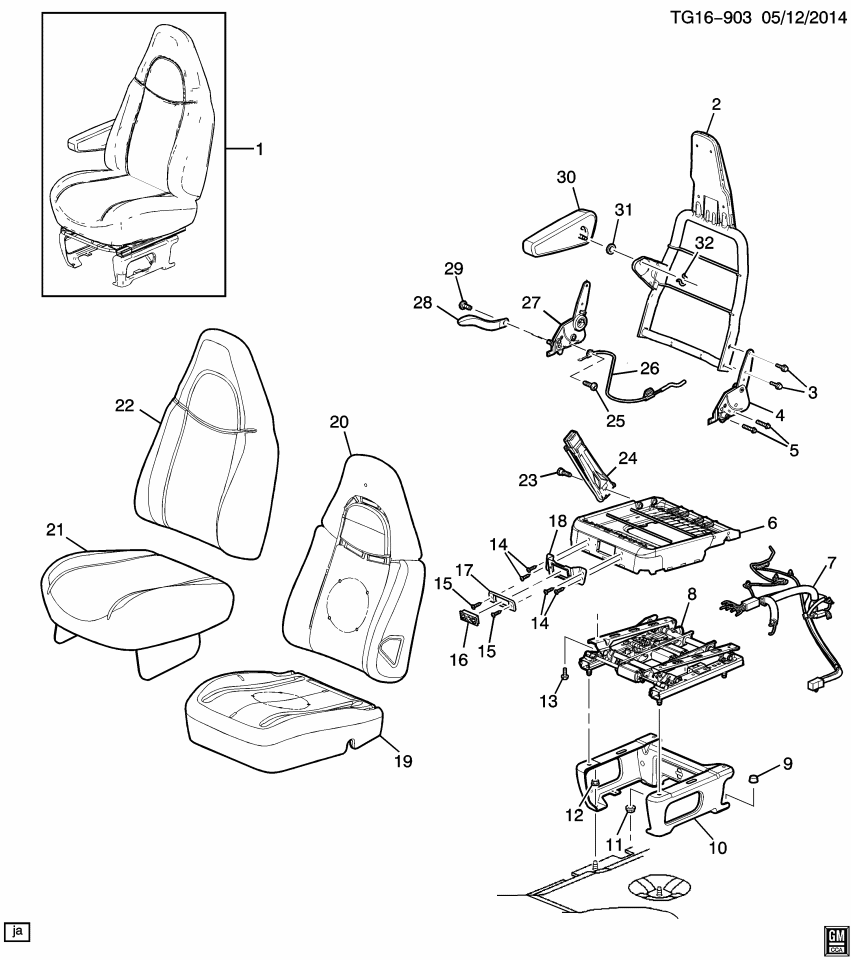 GM 19303519 Harness, Seat Adjuster/Recliner, Driver Side