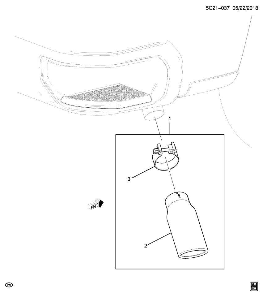 GM 84521832 Extension Kit, Exhaust Tail Pipe, Stainless Steel
