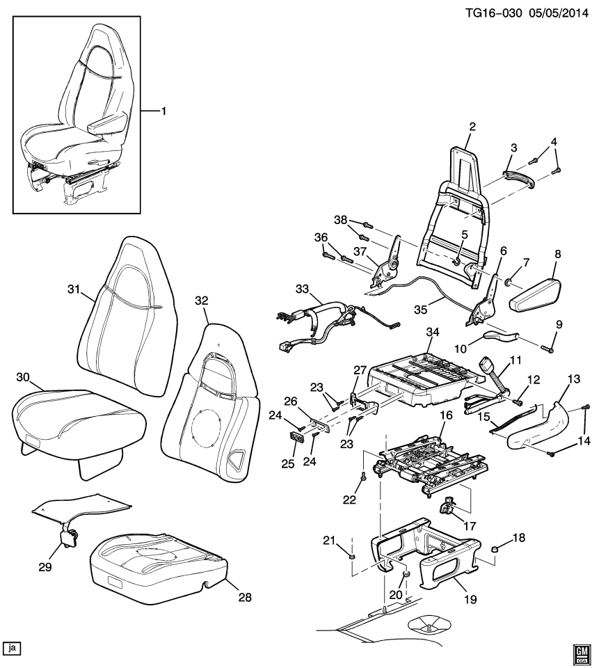 GM 19126811 Bracket, Front Bucket Seats, Passenger Side