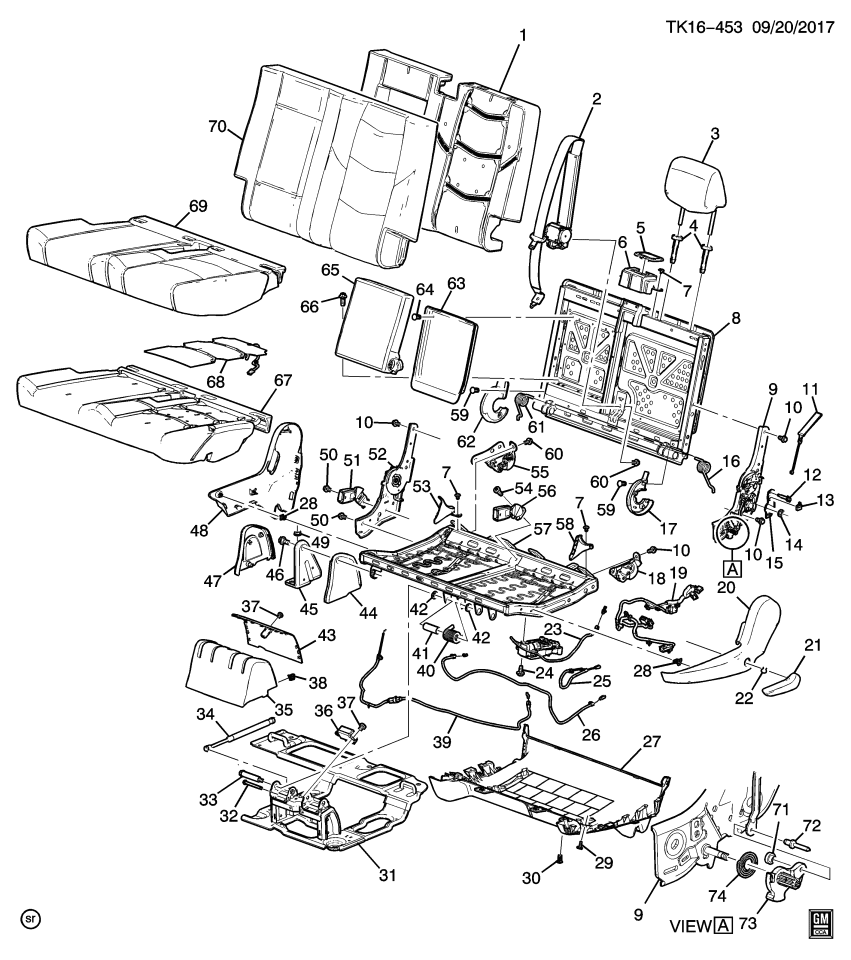 GM 23451959 Cover, Seat Back Cushion, Front
