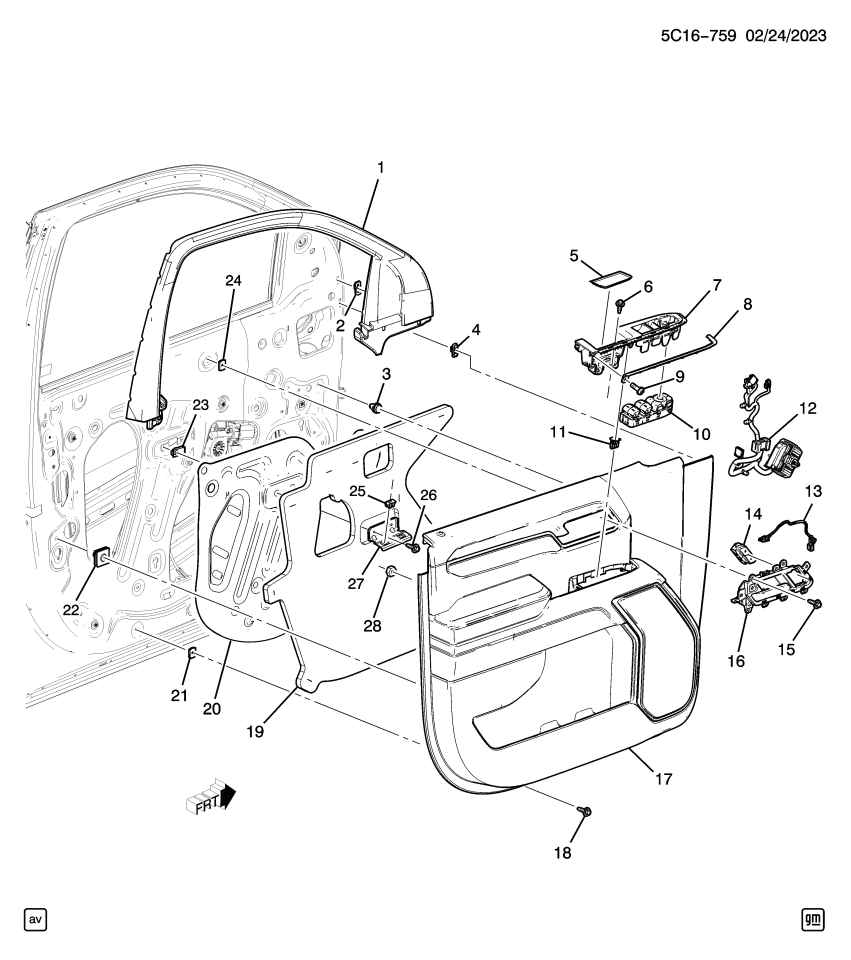 GM 86516475 Trim, Door Trim/Access, Front