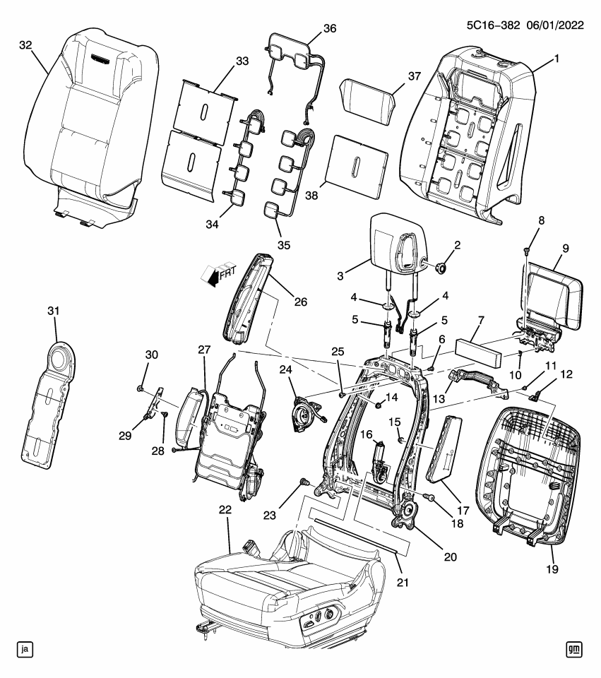 GM 13553715 Support, Seat Back Cushion, Front