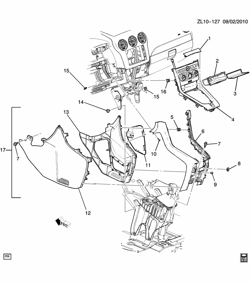 GM 20978949 Insert, Floor Console, Front