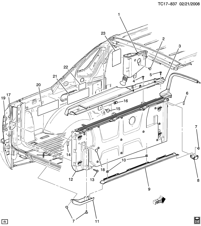 GM 15086417 Seal, Fuel Door & Body Side, Front