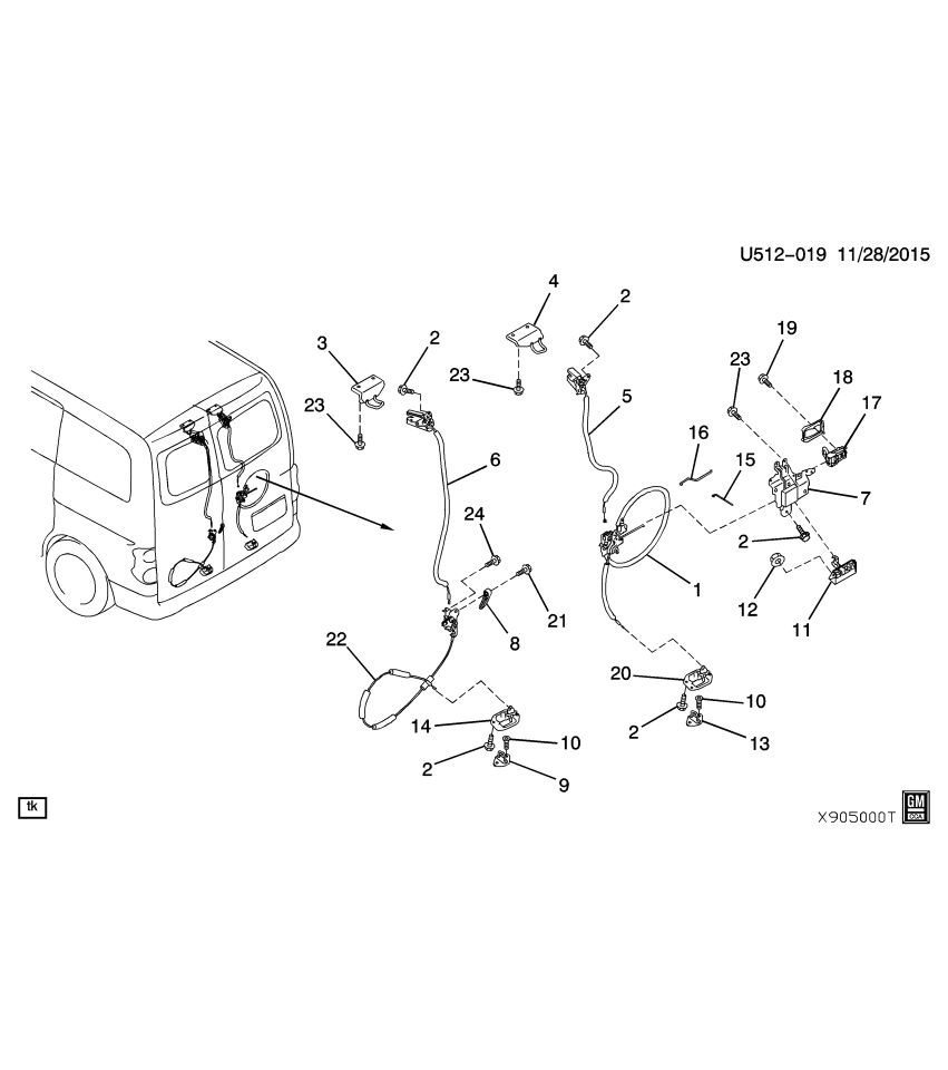 GM 19318223 Latch, Door Electric And Vacuum Locks, Rear