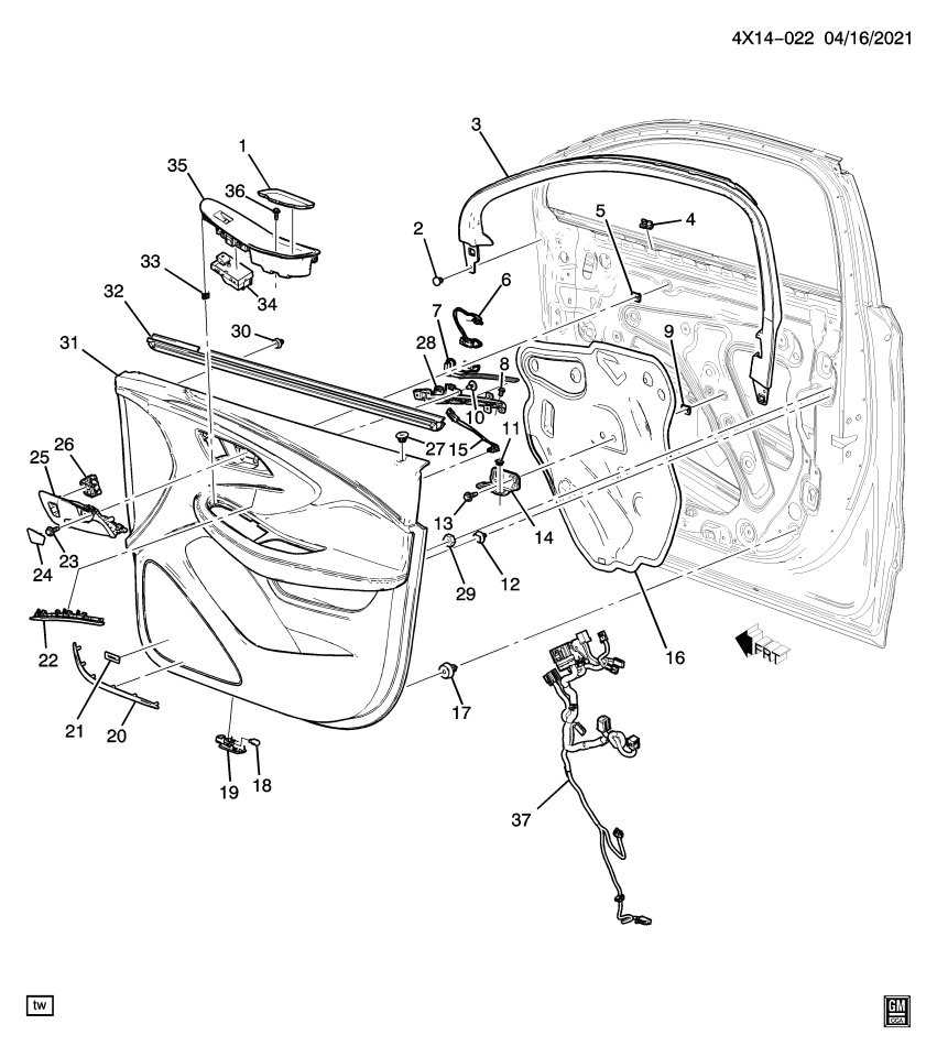 GM 84344735 Trim, Front Door Trim