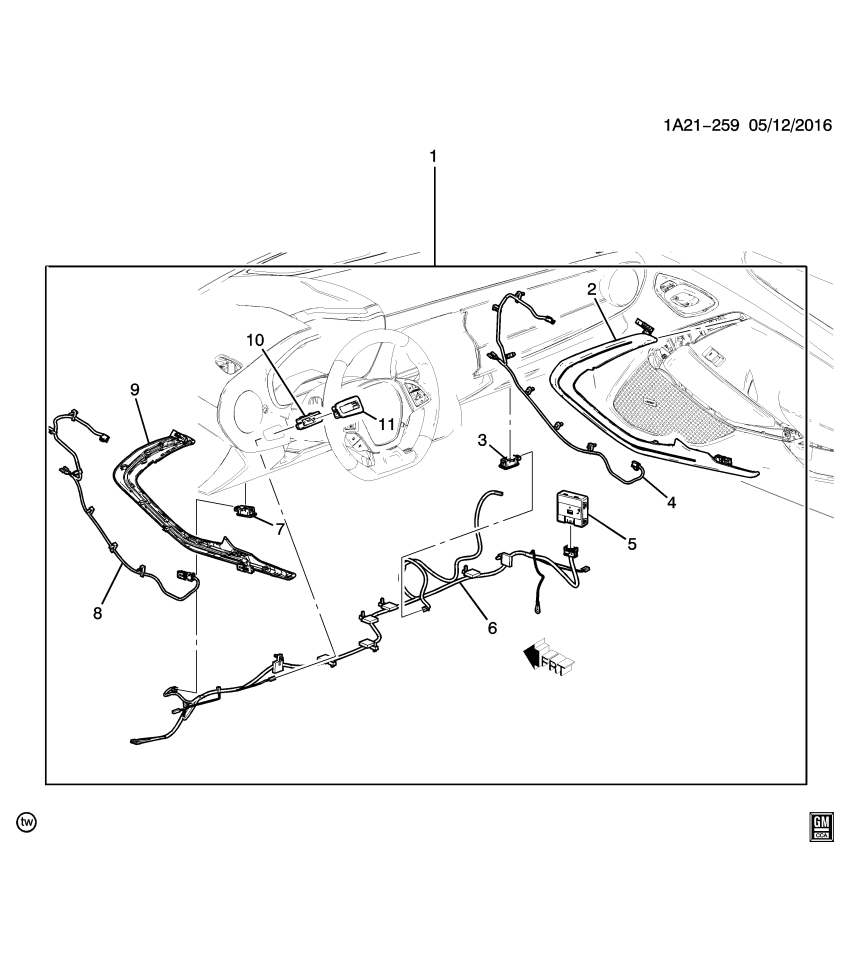 GM 23343229 Lamp Package, Courtesy & Reading, Front