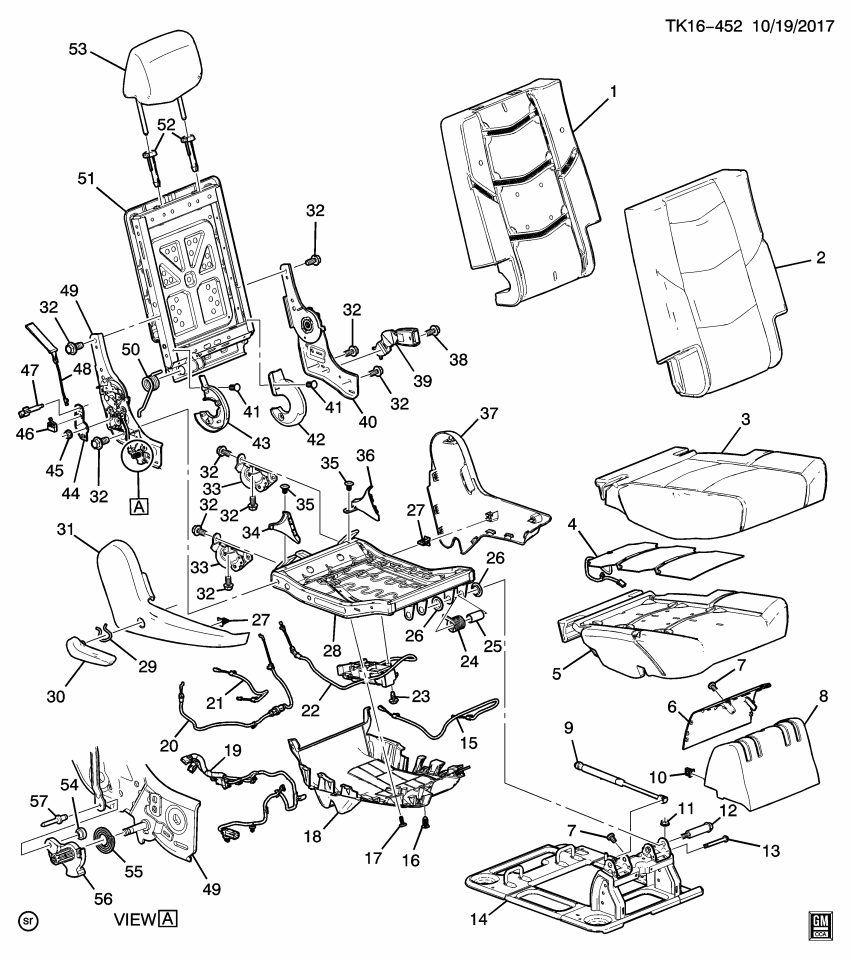 GM 84217450 Cable, Seat Back Cushion, Rear