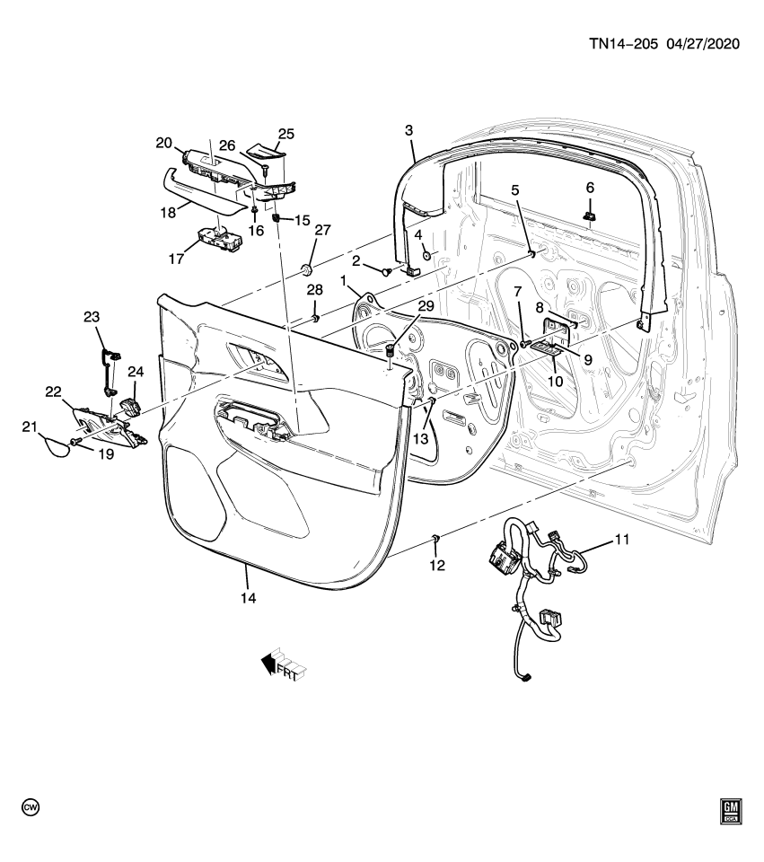 GM 84283756 Trim, Front Door Trim, Passenger Side