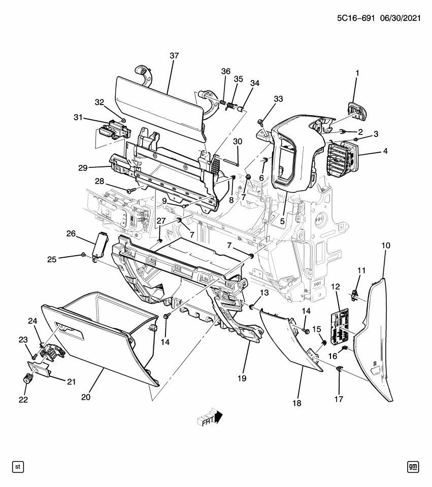 GM 85531395 Frame, Instrument Panel Compartment, Black