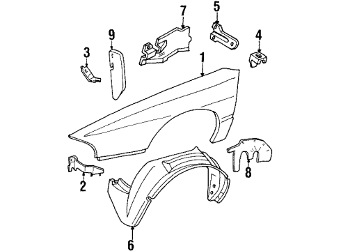 GM 25657844 Fender Liner, Front Inner Passenger Side