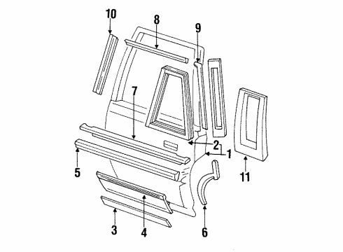 1991 Cadillac Brougham Sealing Strip, Passenger Side Diagram for 20158048