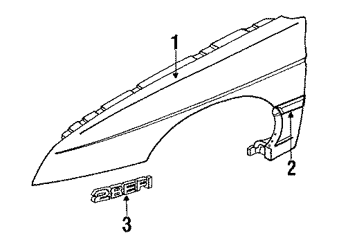 1990 Chevy Corsica Nameplate, Black; Red, Front Diagram for 10108800