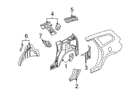 2012 Buick Enclave Inner Structure - Quarter Panel Diagram