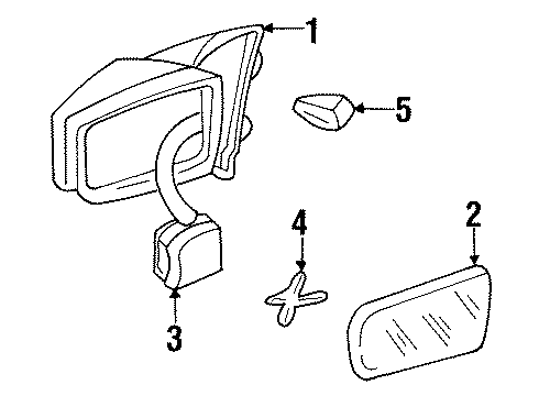 1995 Chevy Monte Carlo Mirror Outside, Rear Passenger Side Diagram for 10167870